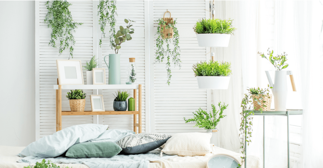 Apartment interior design with plants