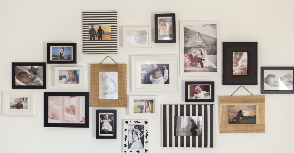 Personalized framed photos in apartment design