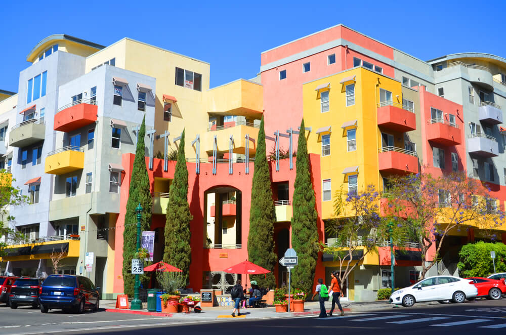 The colorful streets of Little Italy and Luxury Apartments in San Digeo